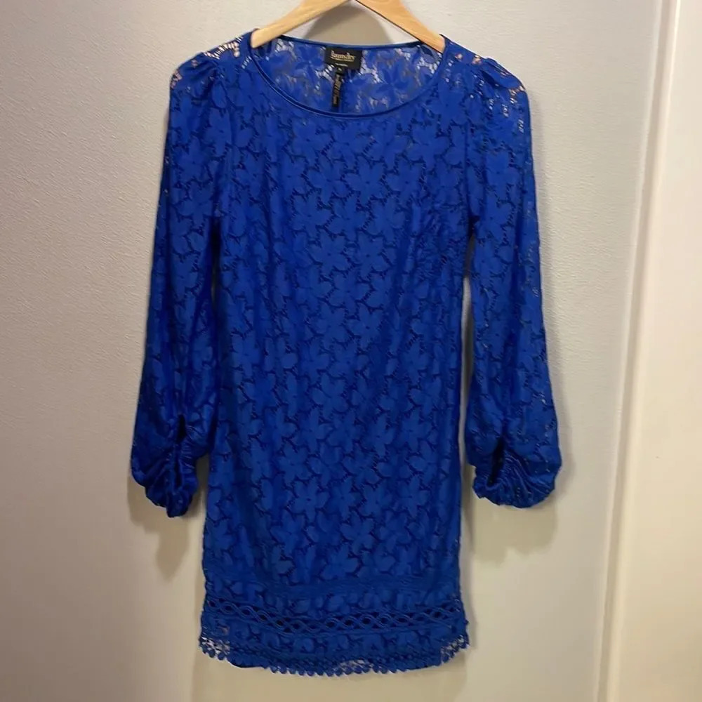 Laundry By Shelli Segal Blue Lace Dress